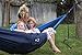Double Camping Hammock- Best Lightweight & Portable Two Person Hammock Set –Aluminum Wiregate Carabiners, 2- 16 Loop Tree Straps & Compression Strap- Holds 500 LBS -Ideal for Travel -Dark Blue Middle
