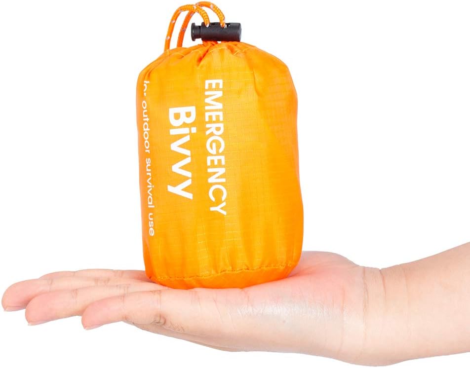 BesWlz Emergency Sleeping Bags, Survival Bivvy Sack Lightweight Waterproof, Portable Nylon Sack Gear for Outdoor Camping Hiking & Emergency Shelter (2Pack)+ Emergency Survival Blanket : Sports & Outdoors