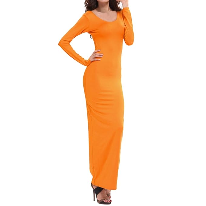 E Jan1st Women S Maxi Dress Slim Fit Full Length Crew Neck Long Bodycon Dress