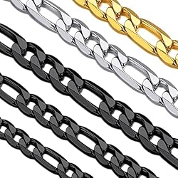 Suplight Black Figaro Chain For Men Stainless Steel
