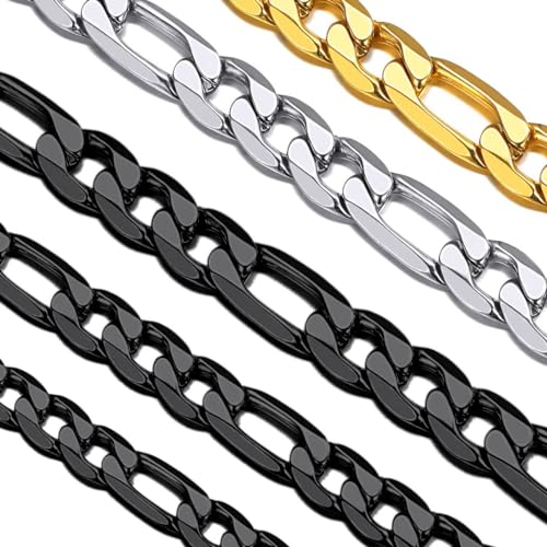 Suplight Black Figaro Chain For Men Stainless Steel