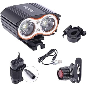 Nestling®Bike Light Set,USB Rechargeable Bike Light Front 2400LM Mountain Bike Lights, IP65 Waterproof Bicycle…