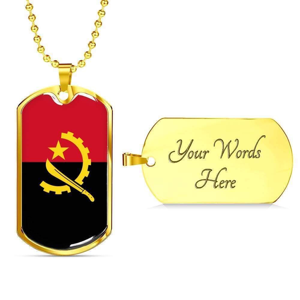 Express Your Love Gifts Angola Flag Necklace Angola Flag Jewelry Stainless Steel or 18k Gold Dog Tag