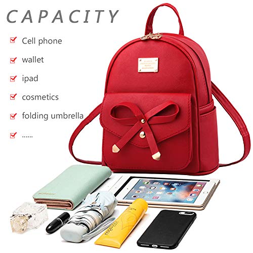I IHAYNER Girls Bowknot Cute Leather Backpack Mini Backpack Purse for