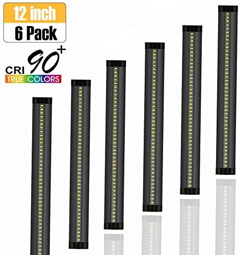 LightingWill LED Under Cabinet Lighting Dimmable CRI90 Warm White 3000K-3500K Ultra Thin SMD2835 12V 30W (60W Replacement) 2700 Lumens 6 Pack Black Color