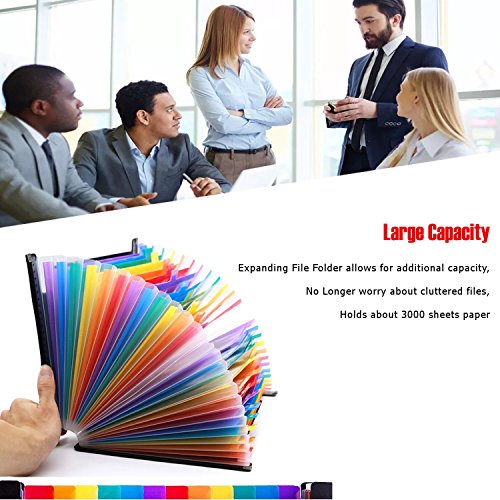 24 Pocket Multicolored Expanding Files Folder, File Organizer, Cloth Edges, Durable, A4 & Letter Size Document - Office/ Business/ School