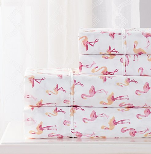 RT Designers Collection Flamingo Printed 4-Piece King Sheet Set