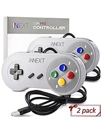 New SNES Super Nintendo Controller, innext Retro USB Super Classic Controller para PC Mac (teclas multicoloreado) (Pack de 2)