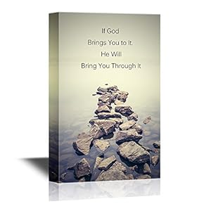 Christian Quotes Series Canvas Wall Art - If God Brings You to It, He Will Bring You Through It - Gallery Wrap Modern Home Art | Ready to Hang - 12x18 inches