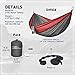 Forbidden Road Swing Camping Hammock 210D Nylon with Straps (Grey/Red, Double)