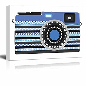 Blue Zentangle Camera on a Simple White Background