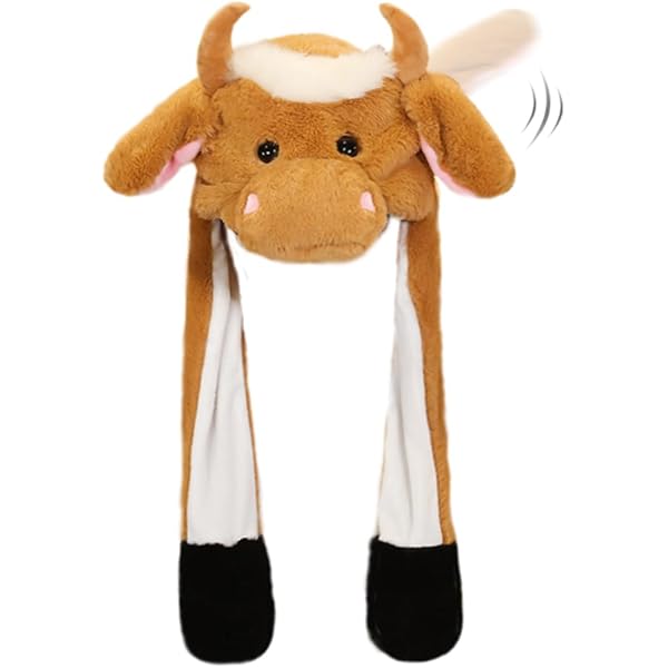 Chapeau d'animal en peluche avec oreilles sautantes - Chapeau de danse mobile pour femme (husky rose