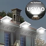 【Super Bright】 USYAO Solar Super Bright PIR Motion Sensor Waterproof Wireless Security Light Lamp For Outdoor Garden Wall Yard Deck Auto On / Off Dusk to Dawn Pack of 1