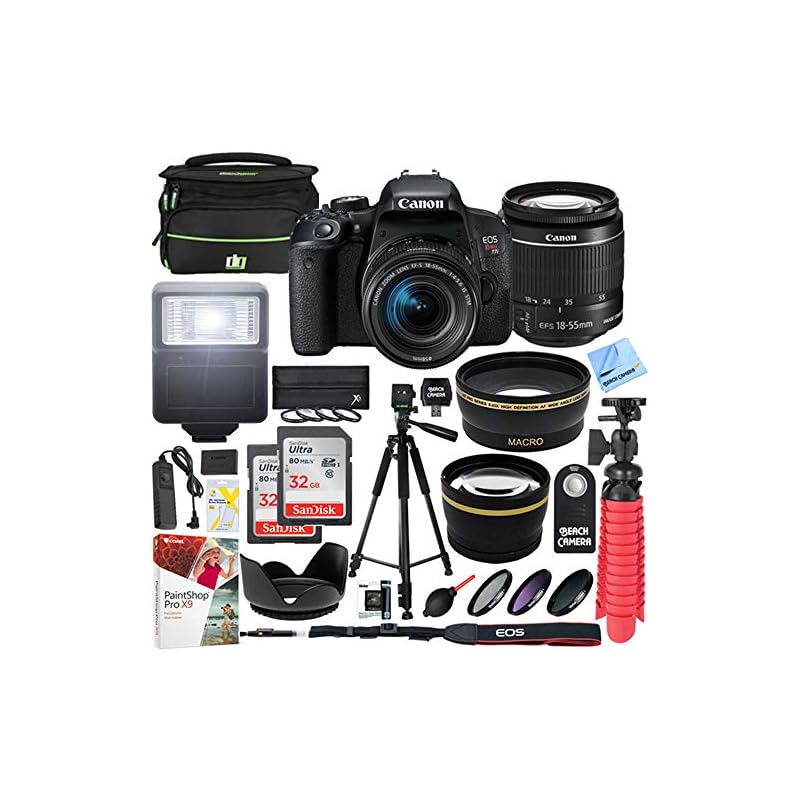 Canon EOS Rebel T7i DSLR Camera 1855mm 55250mm Lenses Kit w/Advanced Photo Travel Bundle