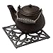 Comfify Decorative Cast Iron Trivet for Kitchen Or Dining Table | Square with Vintage Pattern - 6.5 x 6.5 | with Rubber Pegs/Feet - Recycled Metal | Vintage, Rustic Design - Rust Silver Color