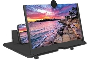 DYMICBIT 12 Inch Screen Magnifier Amplifier,Mobile Phone Magnifier Projector Screen for Movies,Videos,and Gaming.Foldable Mobile Phone Holder with Screen Magnifier,Supports All Smartphones (Black)