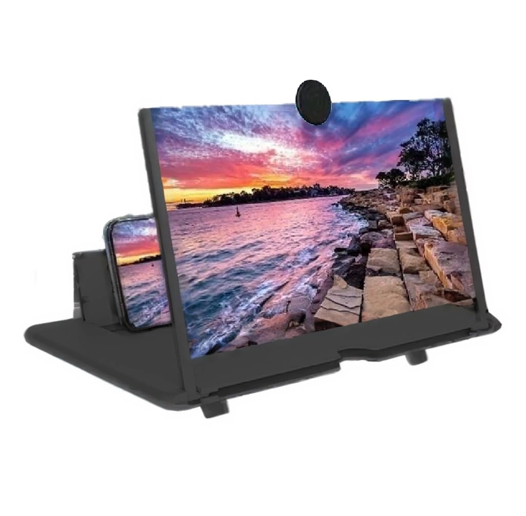 Photo 1 of 10" Screen Magnifier Amplifier,Mobile Phone Magnifier Projector Screen for Movies,Videos,and Gaming.Foldable Mobile Phone Holder with Screen Magnifier,Supports All Smartphones-Black