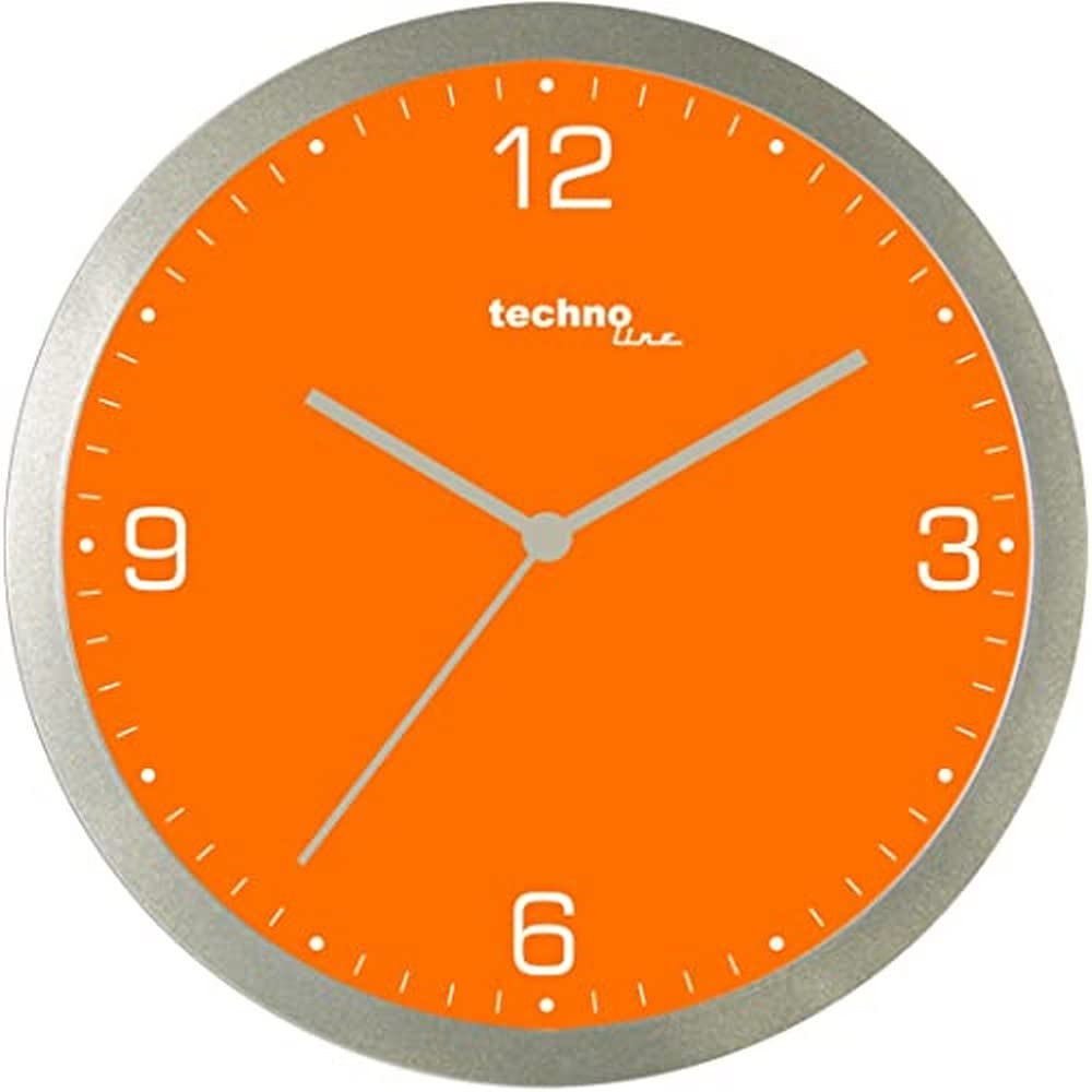 techno line WT 9000 Wall Clock, Plastic, Orange