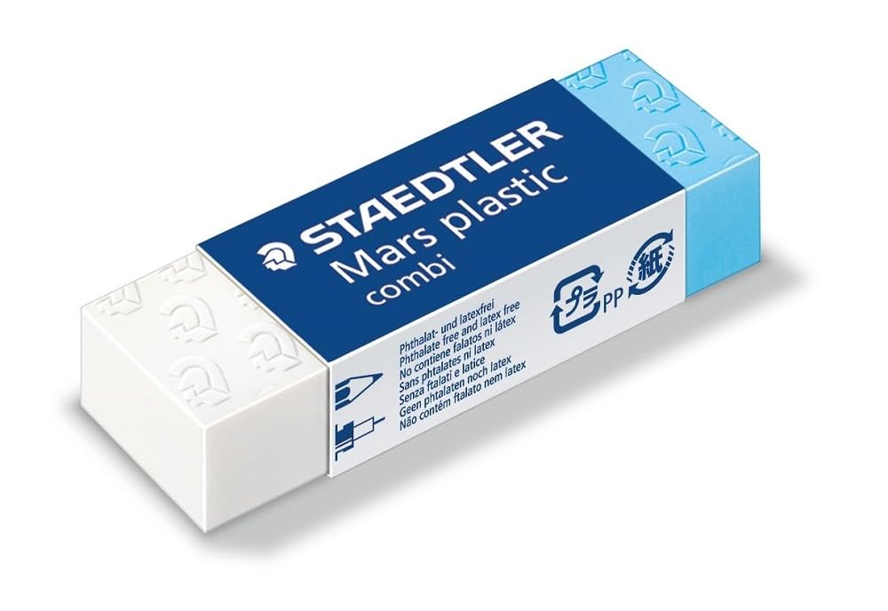 STAEDTLER Mars Plastic Combi 526 508 Eraser Phthalate and Latex Free White