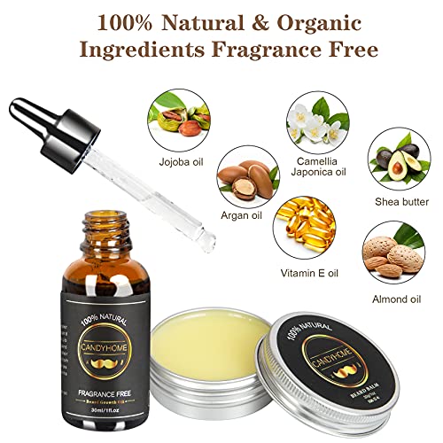 Beard Growth Kit for Men with Beard Growth Oil, Beard Comb, Beard Balm