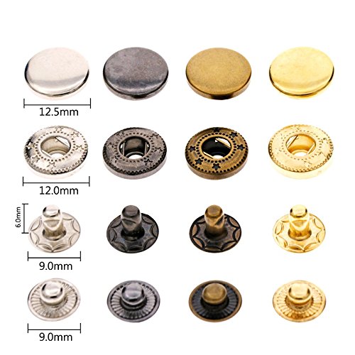 R REIFENG 80 Sets/Pack Metal Press Studs Sewing Button Snap Fasteners Snaps Button Leather Craft Clothes Bags Fixing Tools,12.5 mm in Diameter