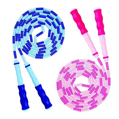 Jump Rope, 9 Feet Soft Beaded Segment Kids Jump Rope, Adjustable Length, Tangle Free, for Men, Women and Kids Keeping Fit, Workout and Weight Loss, Pack of 2 - Thumbnail 7