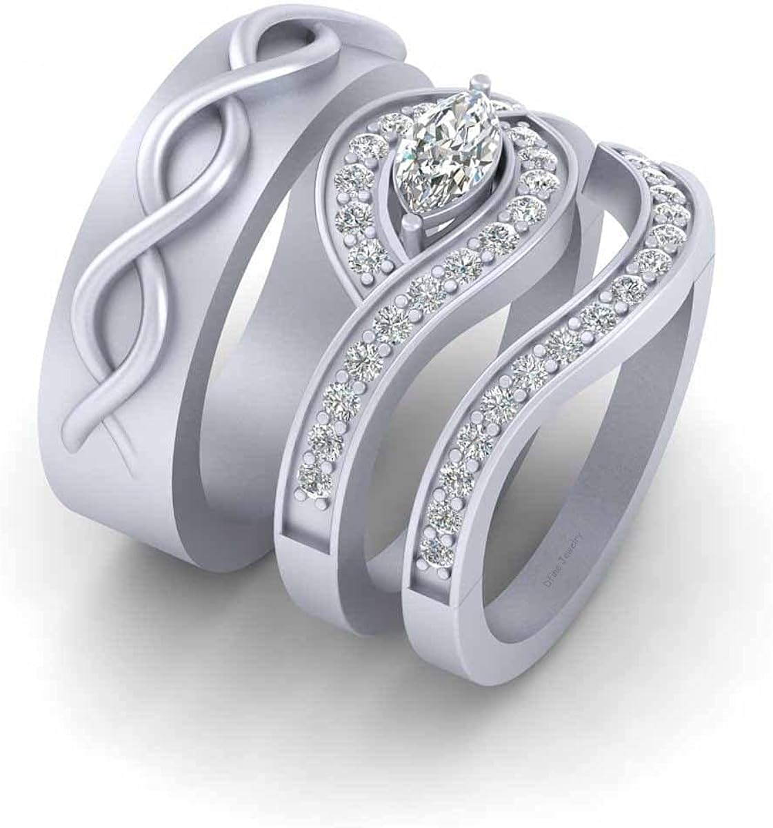 His and Her Matching Promise Rings 0.80cttw Diamond Wedding Ring Band