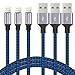 KOZOPO Phone Charger Fast Charging Nylon Braided 3Pack 6feet (Blue-3)