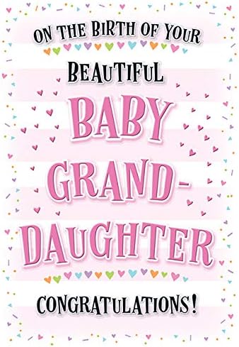 Piccadilly Greetings Modern Baby Card Birth of Granddaughter - 7 x 5 inches, Black
