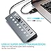 Powered USB 3.0 Hub,Aluminum 8 Port USB Data Charging Hub Splitter with12V/4A Power Adapter,Individual Power Switches and LED Indicators (4.9ft Extended Cable)