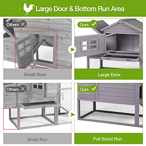 GUTINNEEN Chicken Coop with UV Resistant Roof, Outdoor Chicken House