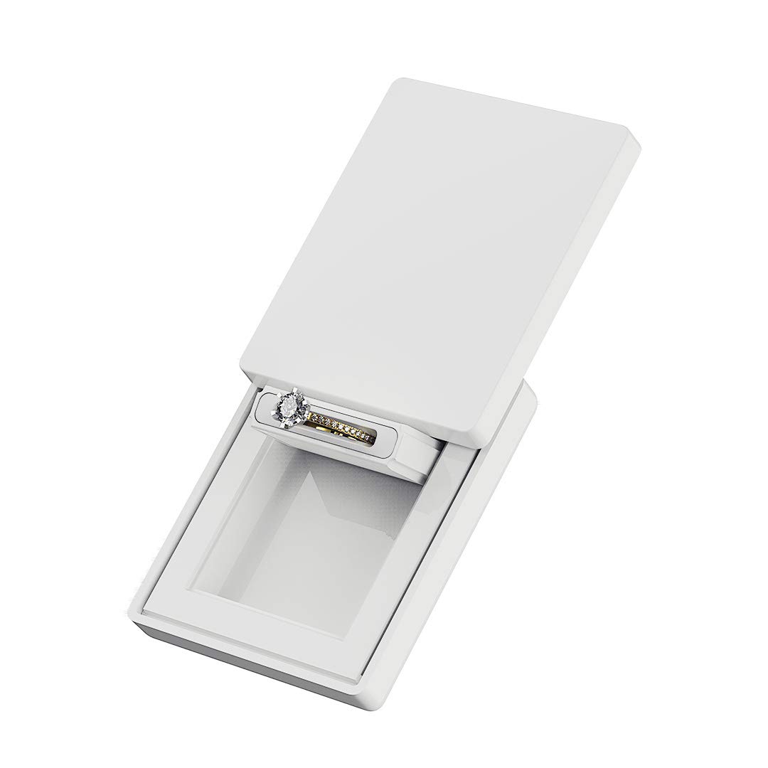 MONOLIX Slim Engagement Ring Box for Surprise Proposal (White, mini)