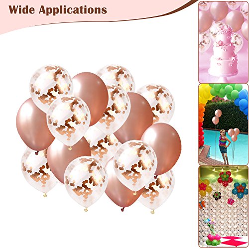 TIRIO Rose Gold Confetti Balloons 36Pcs, 12 Inch Premium Quality Rose Gold Latex Party Balloons Great for Weddings, Birthdays, Bridal Shower Decorations, Engagement, Graduation Party.