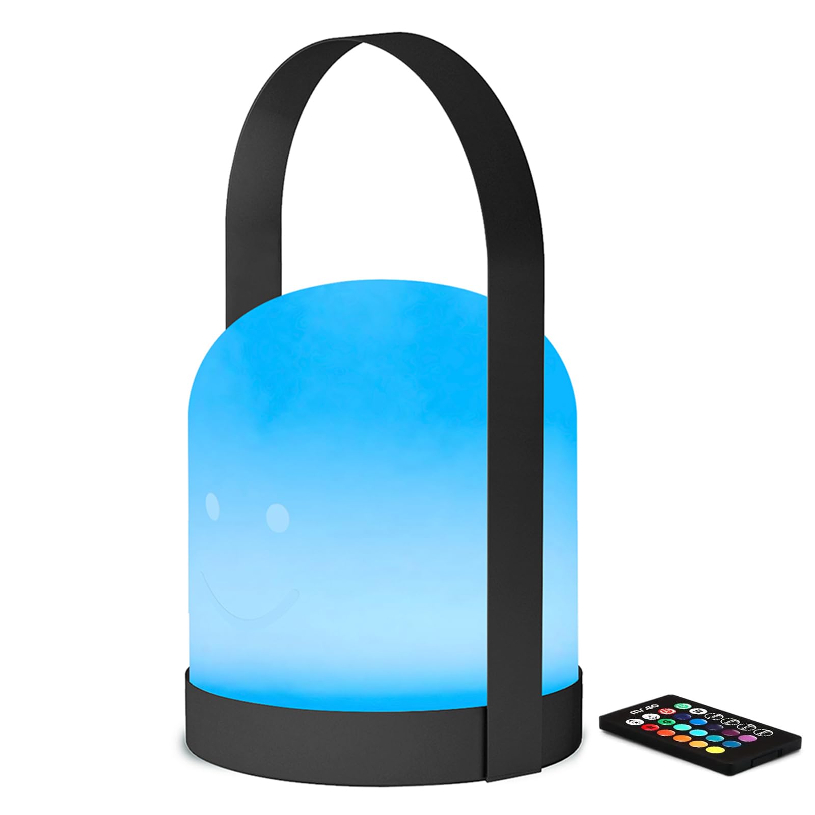 MR.GO Rechargeable Table Lamp LED Night Light with Hook, 8 Dimmable Brightness, 16 RGB Colours, Remote Control, Color Changing Mood Light Hanging Lantern Lamp for Indoor Outdoor Decor & Lighting