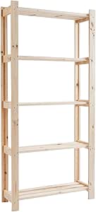 Madera Estante Estante Madera Maciza Estantería (5 baldas kistrand 80