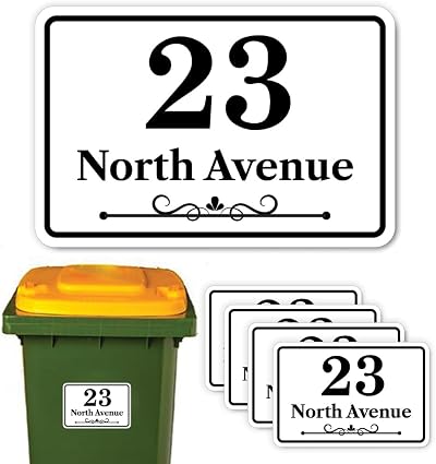 Papa Prints Wheelie Bin Numbers Pack 4 150x100mm Waterproof Stickers