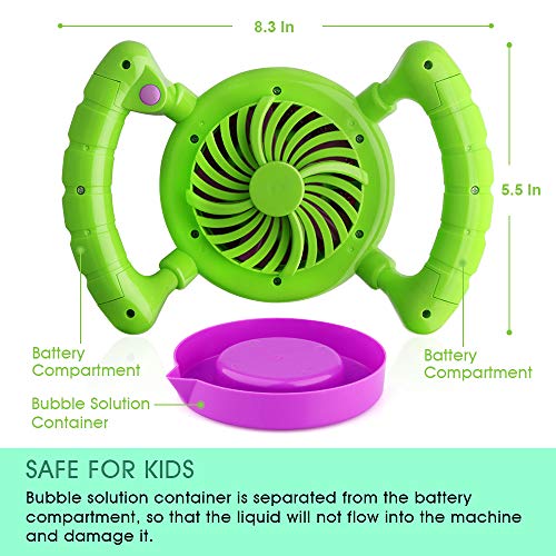 Baztoy Bubble Machine Handheld Bubble Blower Toy Outside Toys Birthday Parties Gifts Outdoor for Kids Toodlers Boys Girls with 2 Extra Bubbles Solution