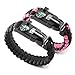 X-Plore Gear Emergency Paracord Bracelets | Set of 2| The Ultimate Tactical Survival Gear| Flint Fire Starter, Whistle, Compass & Scraper | Best Wilderness Survival-Kit - Black(K)/Pink(K)