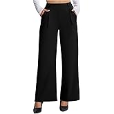 AVAMO Womens Dress Pants Wide Leg Stretchy Work Pants Pull On Business Casual Trousers Slacks for Women with Pockets