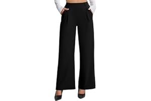 AVAMO Stretchy Work Pants Slacks for Women Wide Leg Dress Pants Pull On Business Casual Pants Trousers with Pockets