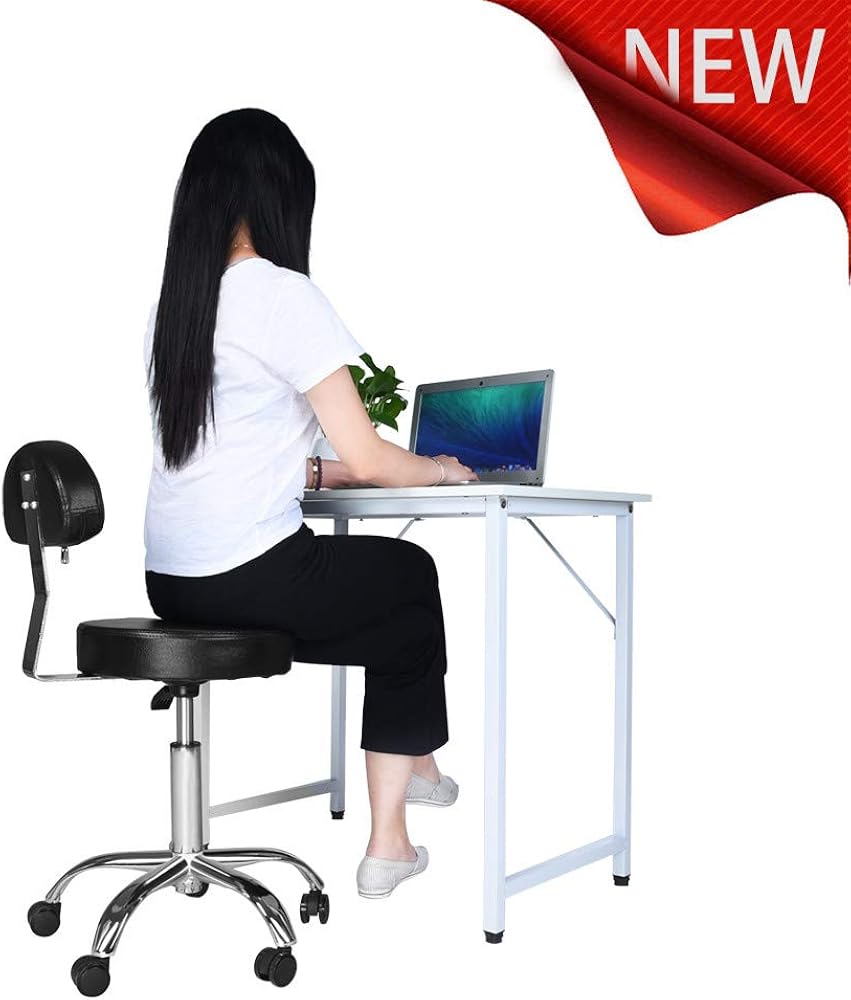 Funic US Fast Shipment Rolling Stool Drafting Chair with Backrest Salon Spa Stool Swivel Chair Tattoo Massage Stool,Adjustable Hydraulic Rolling Salon Stool Chair for Office Desk Home(Black): Clothing
