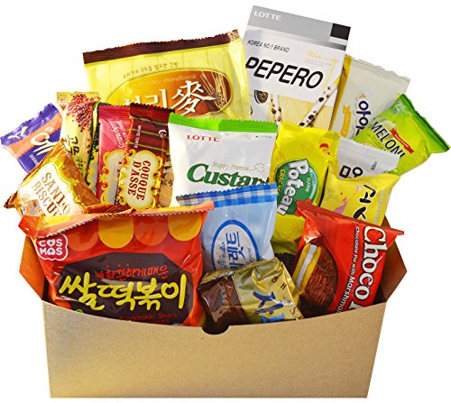 Classic Korean Snack Box (25 Count) - Care Package - Popular Variety Korean Candy, Cookie, Chips Snack Gift Pack (Single Set)