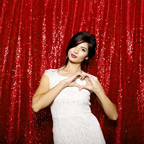 JYFLZQ Red Sequin Backdrop Curtains