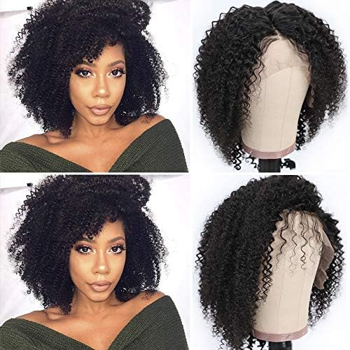 Sibaile Hair Afro Kinky Curly Lace Front Wigs for Black Women 13x4 Short Curly Bob Wig 150% High Density Glueless Human Hair Wigs with Baby Hair 6 Inch
