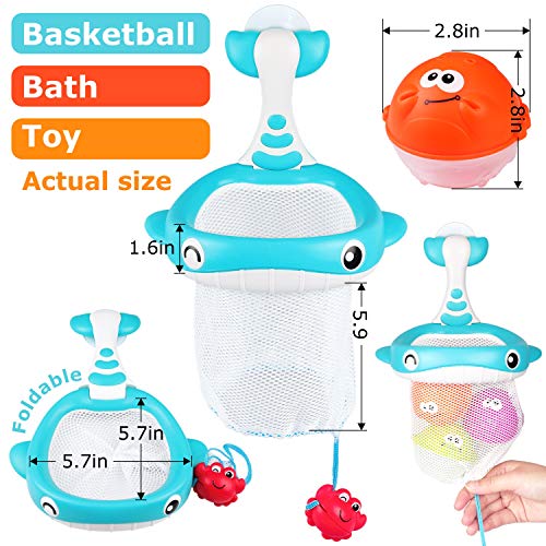 FittiDoll Bath Toy Hoop Basketball Bath Toy Bathtub Shooting Game for Toddlers Boys and Girls - Thumbnail 3