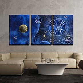 3 Piece Canvas Wall Art - Picture Painted by Me, Named Corona, It Shows a Corona-Like Structure - Modern Home Art Stretched and Framed Ready to Hang - 16"x24"x3 Panels