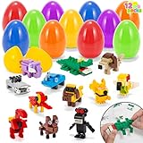 JOYIN 12 Pcs Pre Filled Easter Eggs with Animals