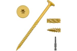 #14 x 8 Heavy-Duty Structural Deck & Lag Screws - Epoxy-Coated Bronze Rust Resistant - Torx T30 Star Drive (Includes Bit) - f