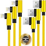 Boost Chargers 3-Pack 6FT Charging Cable Nylon Braided 90 Degree Fast Charging USB Power Charge & Sync Cord Compatible with iPhone XR XS MAX X iPhone 8 8Plus 7 Plus 6S 6S Plus 6 5 SE- Banana Yellow