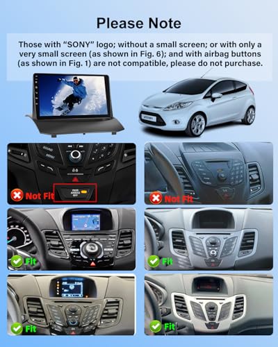 NHOPEEW 2+32G 9 Inch Android Radio for Ford Fiesta 2009-2017 – Wireless CarPlay & Android Car, GPS Navigation, Steering Wheel Control, FM RDS, Split Screen